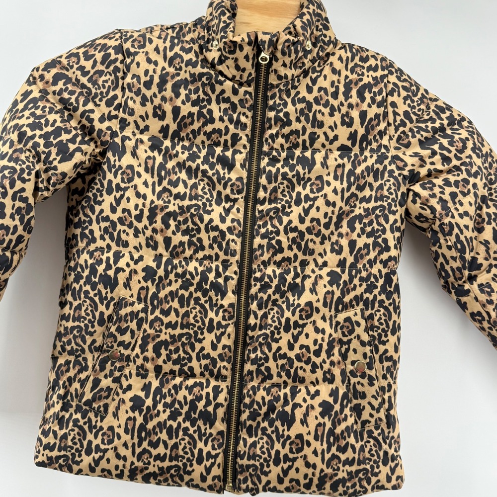 J.Crew Leopard Print PrimaLoft Puffer Jacket Womens XXS Full Zip Coat Winter‎